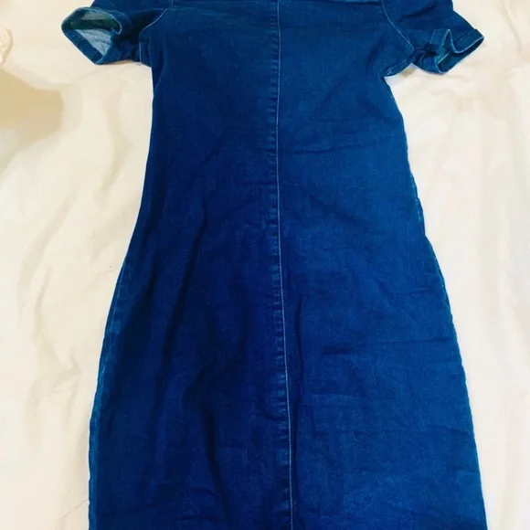 Denim Bardot 90s inspired Missguided Dress - Picture 4 of 5